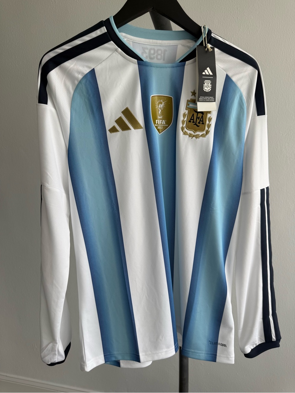 adidas Argentina Long Sleeve Home Soccer Jersey Men M